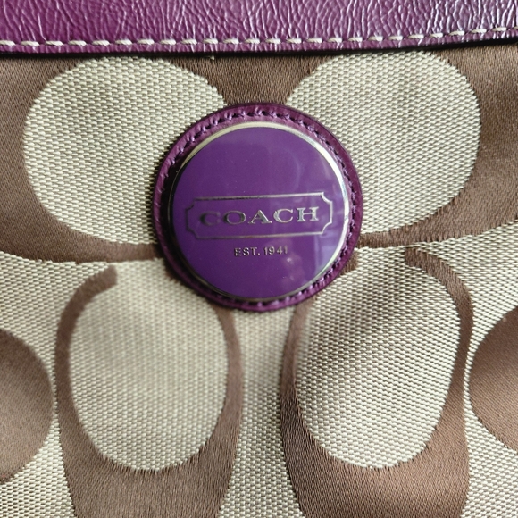 Authentic Coach Signature C Canvas with Purple Leather Trim - Picture 7 of 15